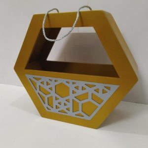 Golden gift basket with handle